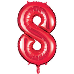 Giant Red Foil Number 8 Balloon - Case of 48