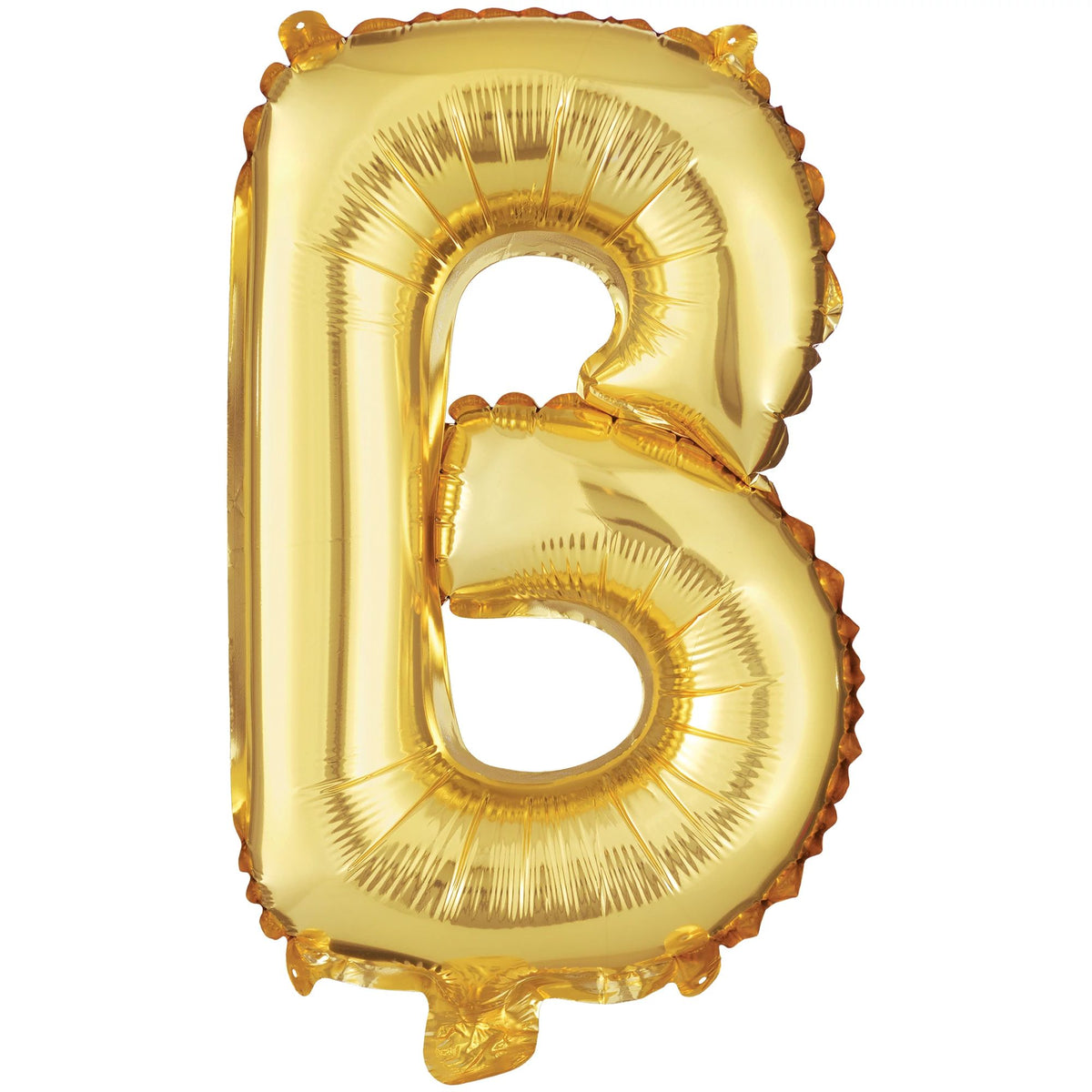 Gold Metallic Foil Letter B Balloon - Pack of 2