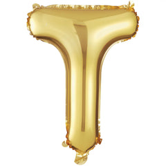 Gold Metallic Letter T Foil Balloon - Pack of 2
