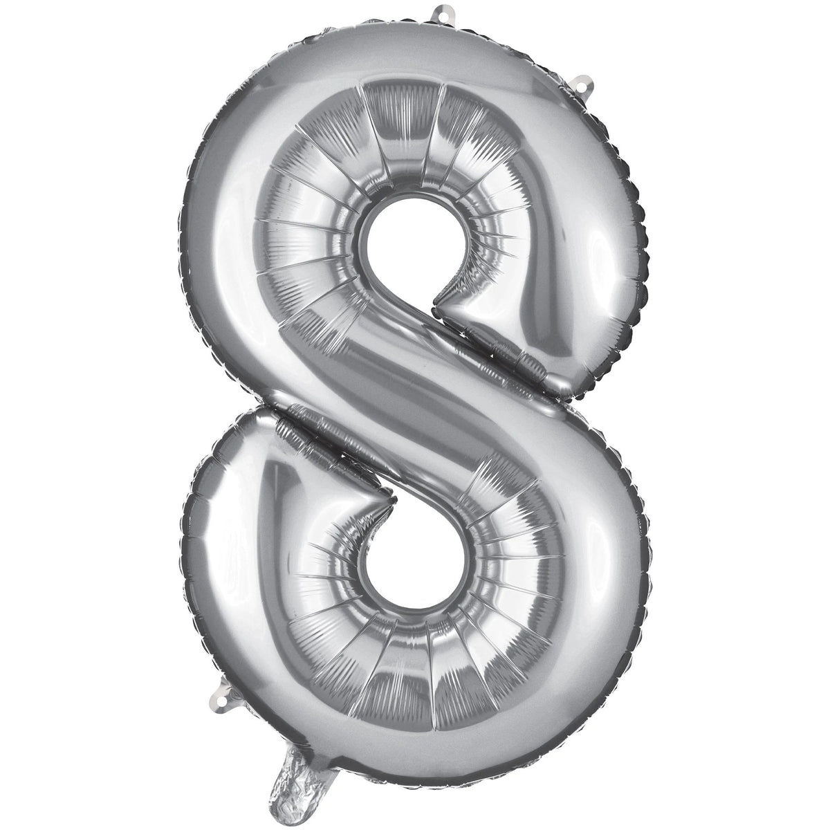 Silver Number 8 Foil Balloon - Metallic Finish - Case of 72