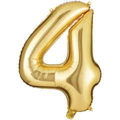 Gold Metallic Number 4 Foil Balloon - Pack of 4