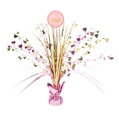 "It's a Girl" Metallic Spray Centerpiece, Gold/Pink, 18 inch - Case of 48