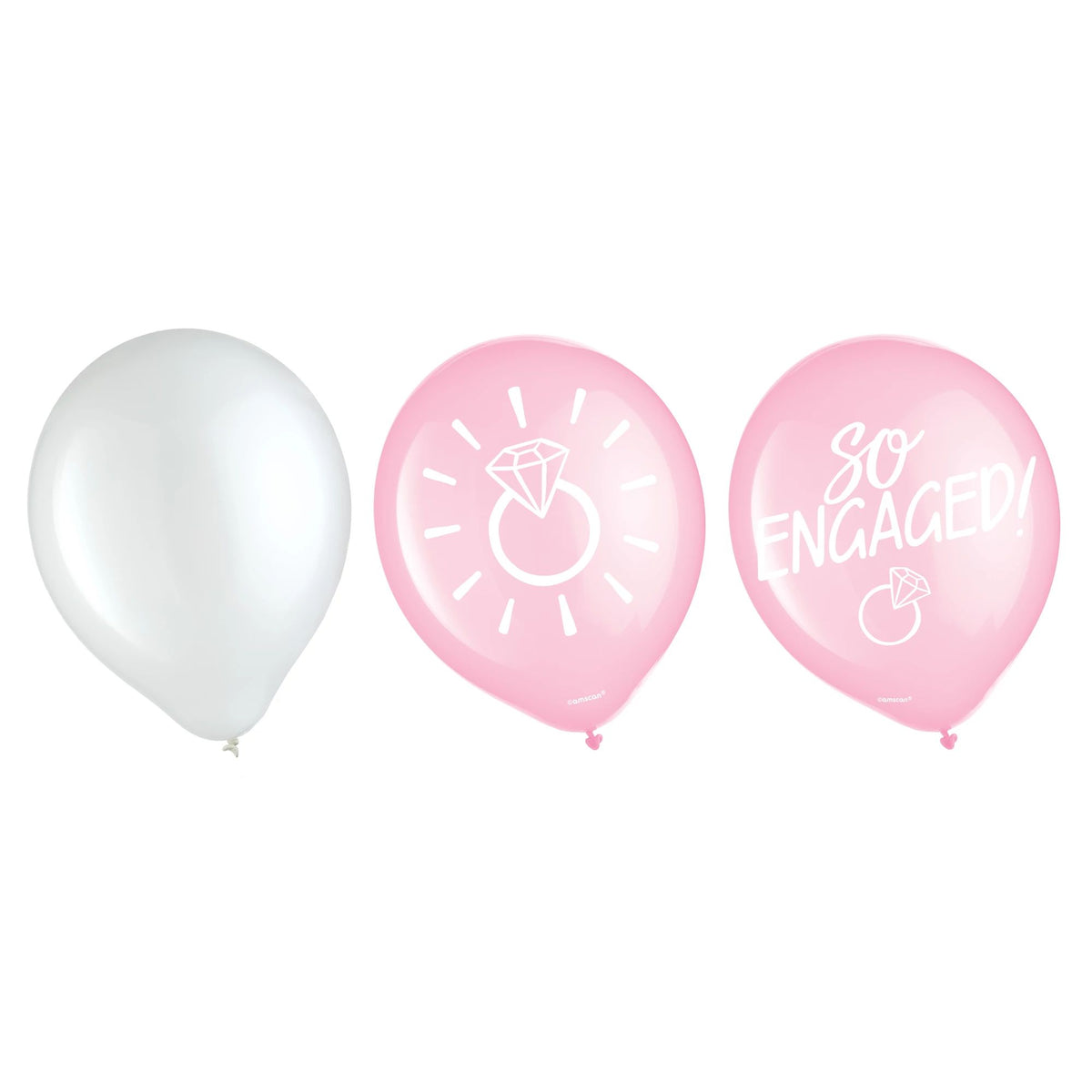 "So Engaged" Latex Balloons, Pink/White, 12-inch, 15-ct - Pack of 12