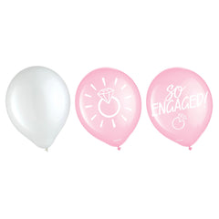 "So Engaged" Latex Balloons, Pink/White, 12-inch, 15-ct - Pack of 2