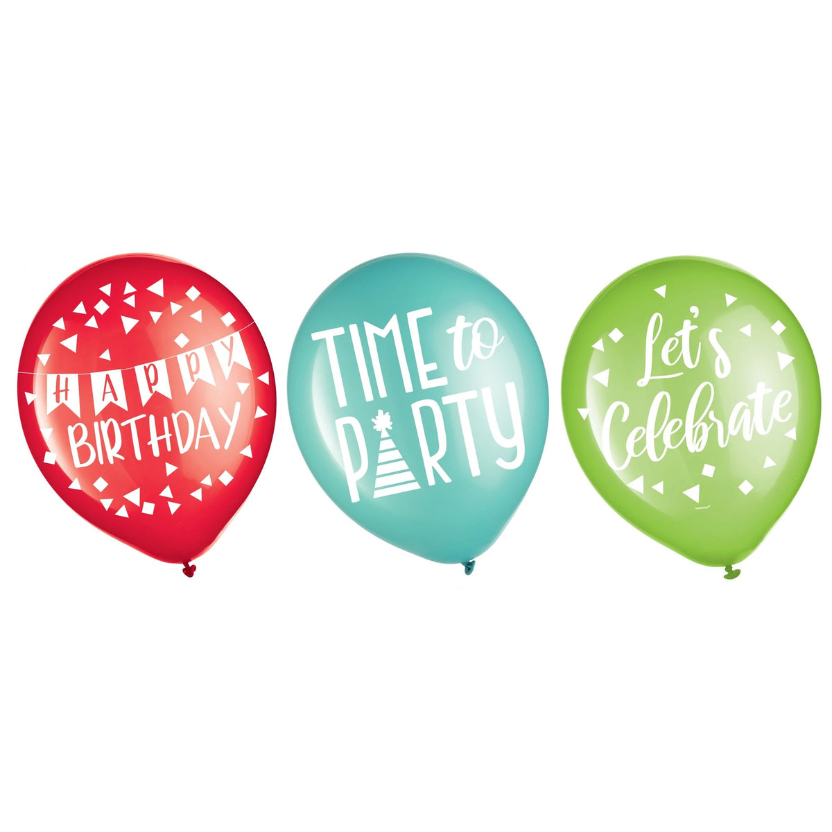 "A Reason to Celebrate" Latex Balloons, Green/Blue/Red, 12-inch, 15-ct - Pack of 12