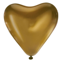 Gold Heart Satin Latex Balloons, 12-inch, 6-ct - Case of 48