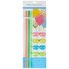 Assorted Balloon Sticks with Cups, 16-inch, 8-ct - Pack of 3