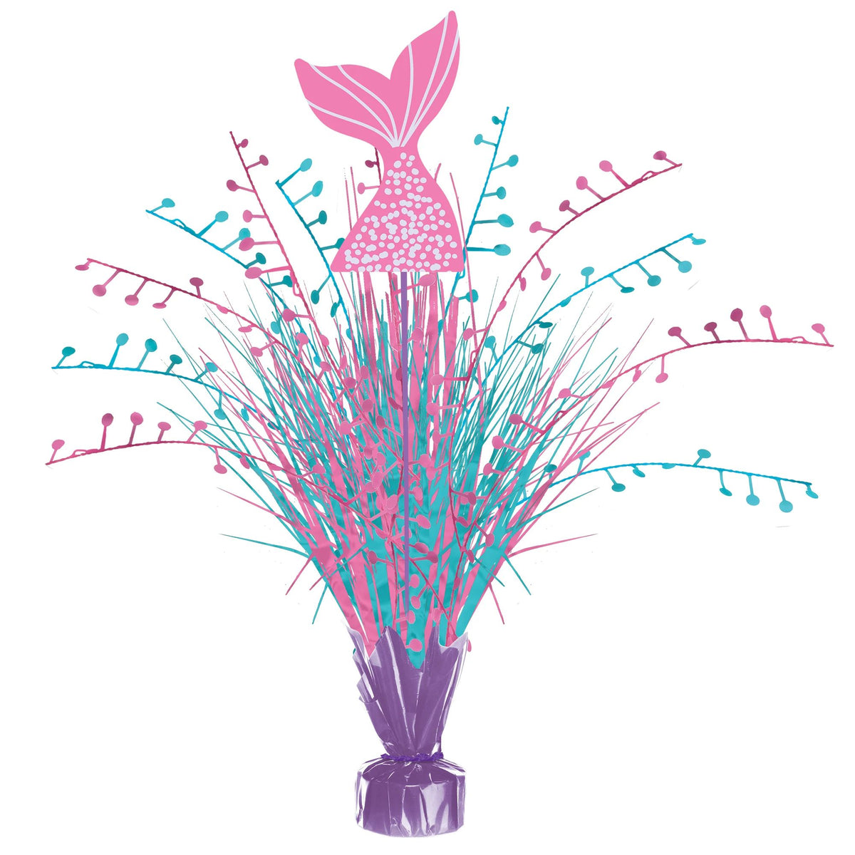 Shimmering Mermaids Metallic Tinsel Spray Centerpiece, Purple/Blue, 18-inch - Pack of 2