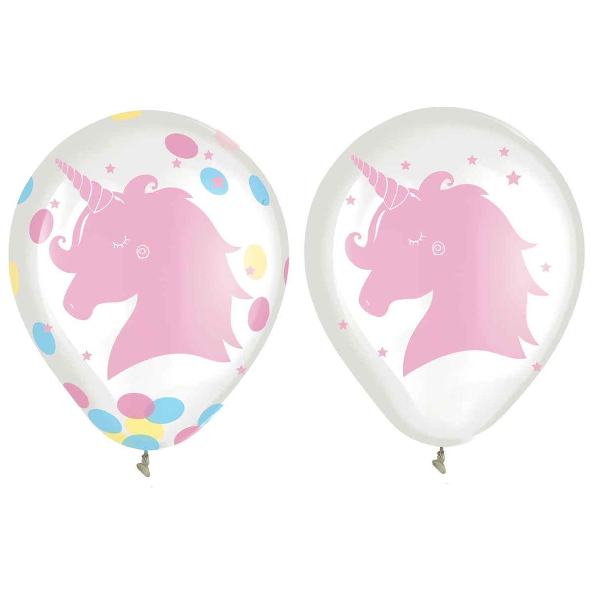 Unicorn Confetti Latex Balloons, Pink, 12-inch, 6-ct - Case of 48