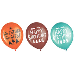 Wilderness Happy Birthday Latex Balloons, Blue/Yellow/Brown, 12-inch, 6-ct - Case of 72