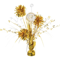 50th Anniversary Metallic Spray Centerpiece, Gold, 18 inch - Case of 48