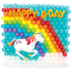 Rainbow Unicorn Backdrop Latex Balloon Kit - Case of 12