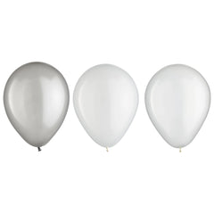 Round Pearl Latex Balloons, Silver/ White, 5-in, 25-pk | Case of 288