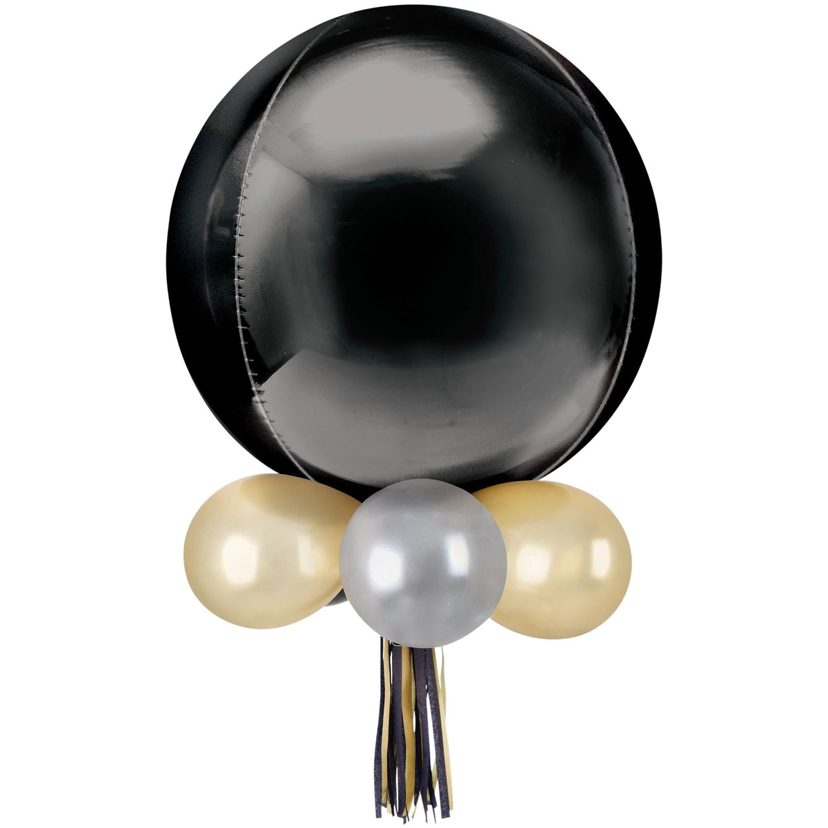 Round Pearl Foil & Latex Balloon Chandelier, Black/Gold, 16x26-inch, 16-ct - Pack of 4