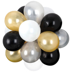 Pearl Sphere Latex Balloon Chandelier, Black/Gold/Silver, 16x13.5-inch, 25-ct - Pack of 8
