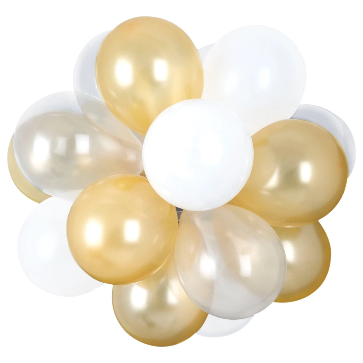 Round Pearl Sphere Latex Balloon Chandelier, Gold/White, 16x13.5-inch, 25-ct - Pack of 8
