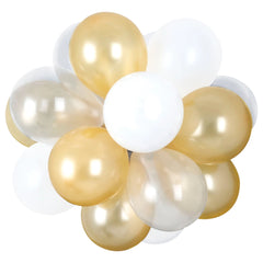 Round Pearl Sphere Latex Balloon Chandelier, Gold/White, 16x13.5-inch, 25-ct - Pack of 8