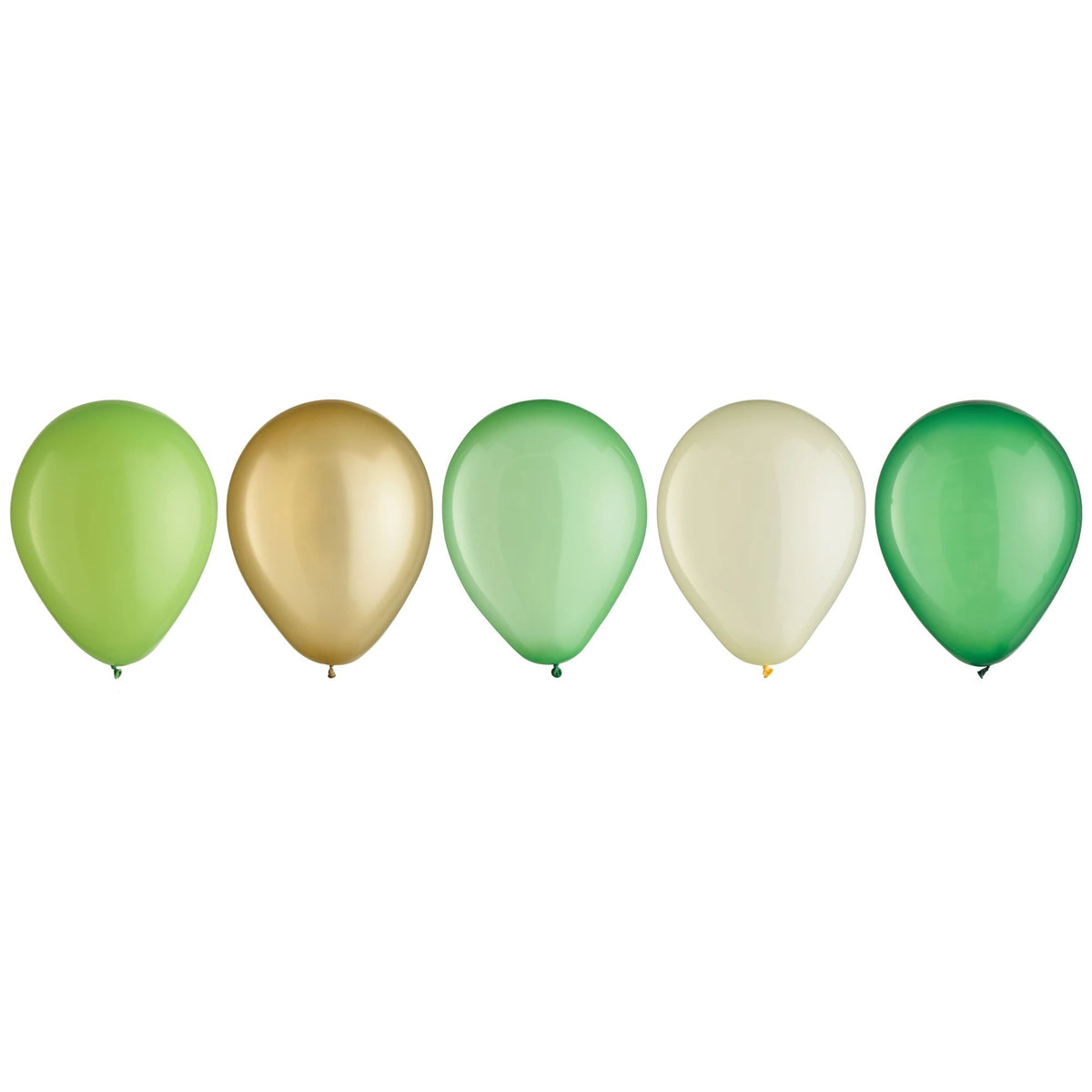 Round Pearl Latex Balloons, Green/Gold, 11-inch, 15-ct - Pack of 9
