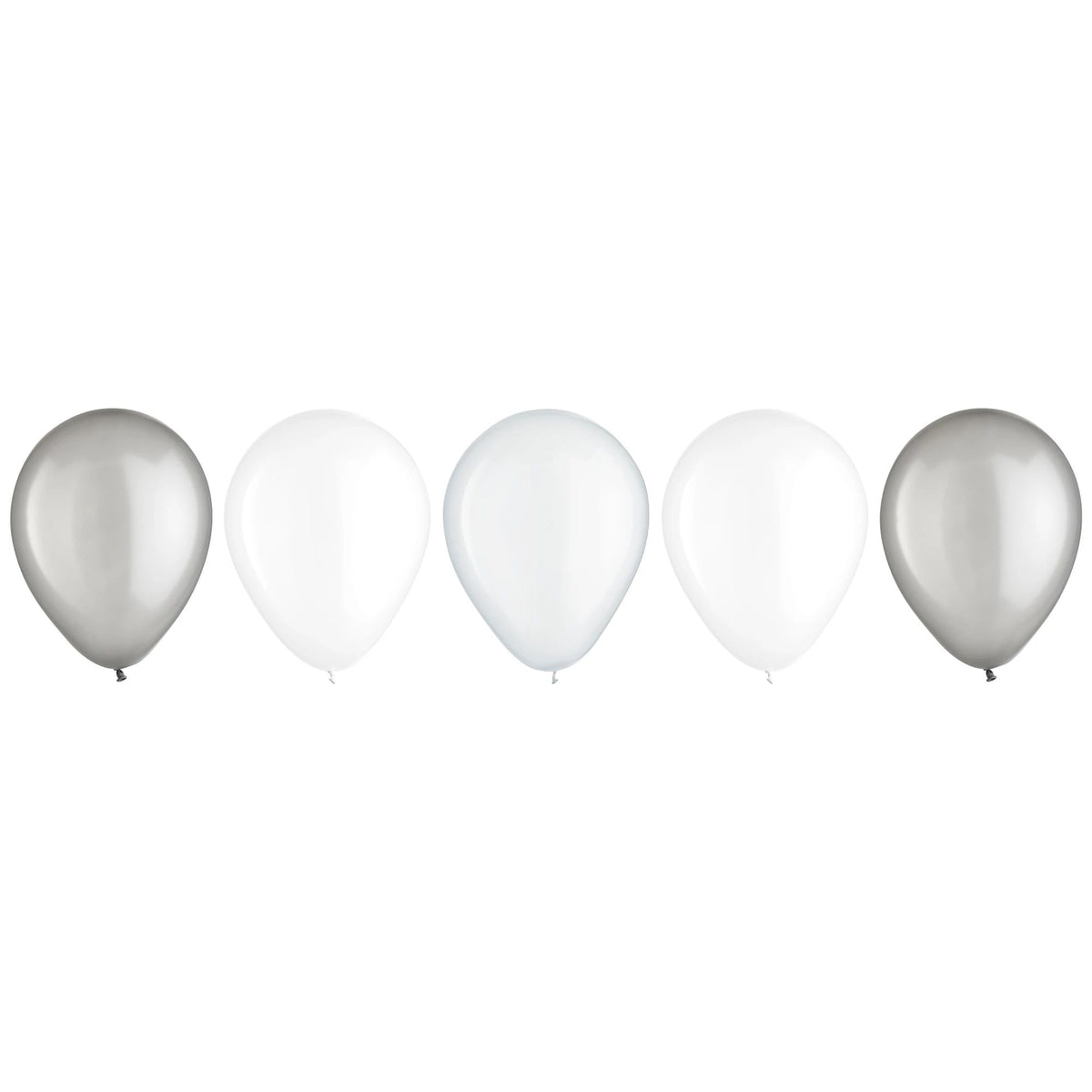 Round Pearl Latex Balloons, Silver/ White, 11-in, 60-pk