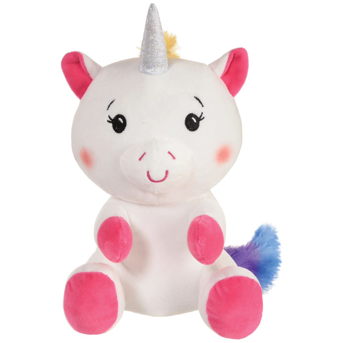 Unicorn Plush Balloon Weight Accessory, White/Pink, 8-inch - Pack of 6