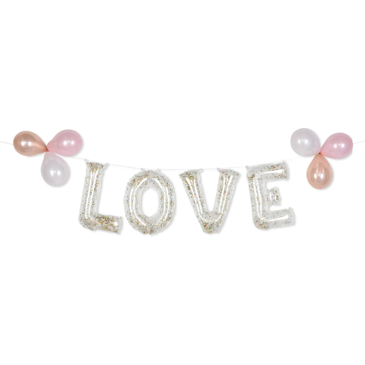 Love Letters Transparent Confetti Foil Balloon Banner, Gold, 8.5-in - Pack of 5
