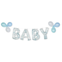 Baby Letters Transparent Confetti Foil Balloon Banner, 8.5-in - Case of 50
