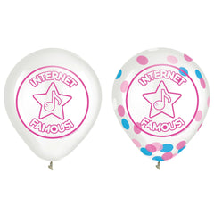 Internet Famous Confetti Latex Balloons, White/Pink/Blue, 12-inch, 2-ct - Case of 48