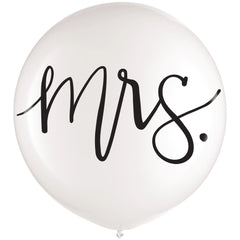 Mrs. Round Latex Balloon, White/Black, 24-inch - Pack of 6