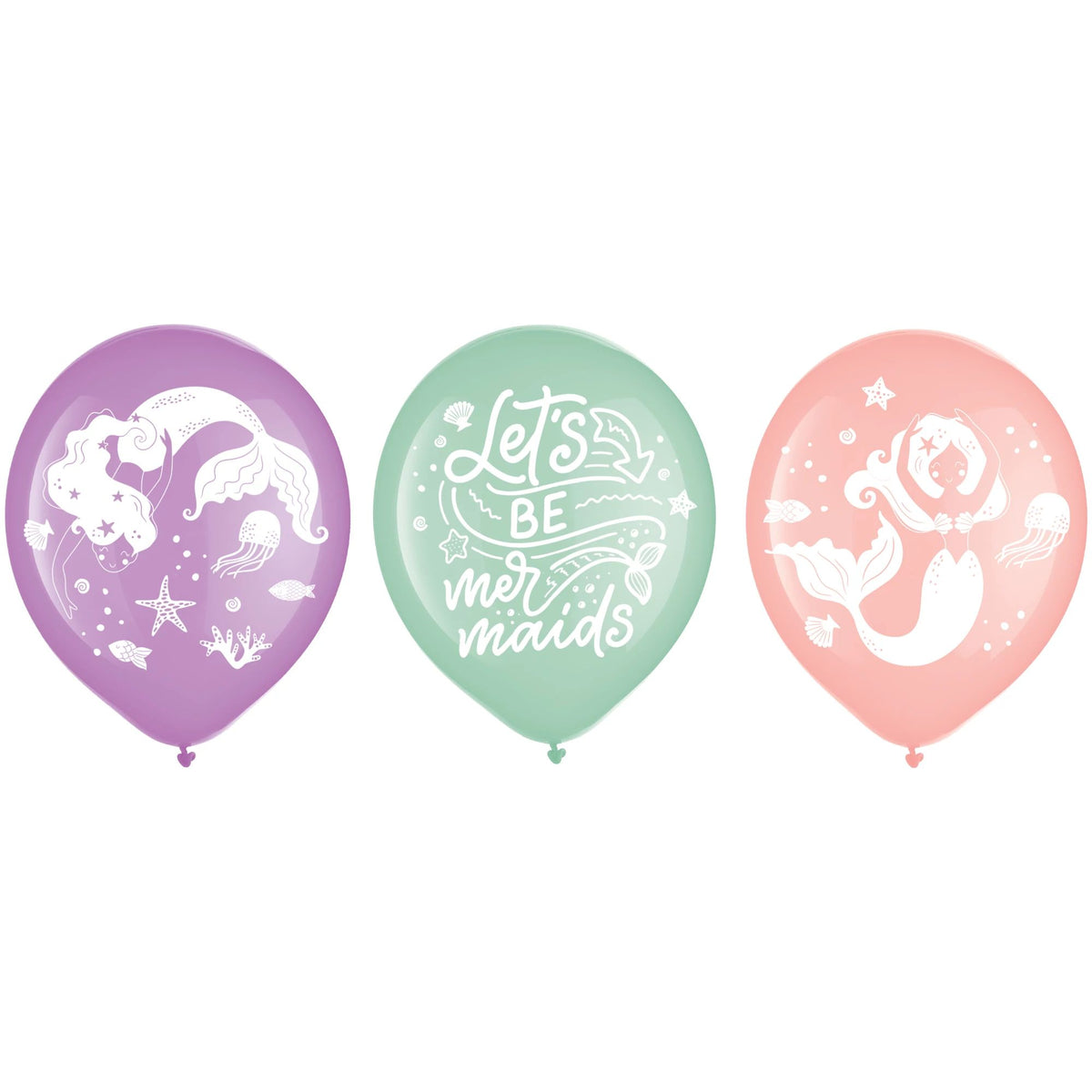 Enchanting Mermaid Printed Latex Balloons - 12-ct - Pack of 4