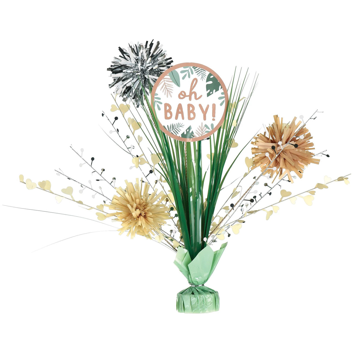 Jungle Theme Oh Baby Tinsel Spray Centerpiece for Baby Showers - Pack of 6