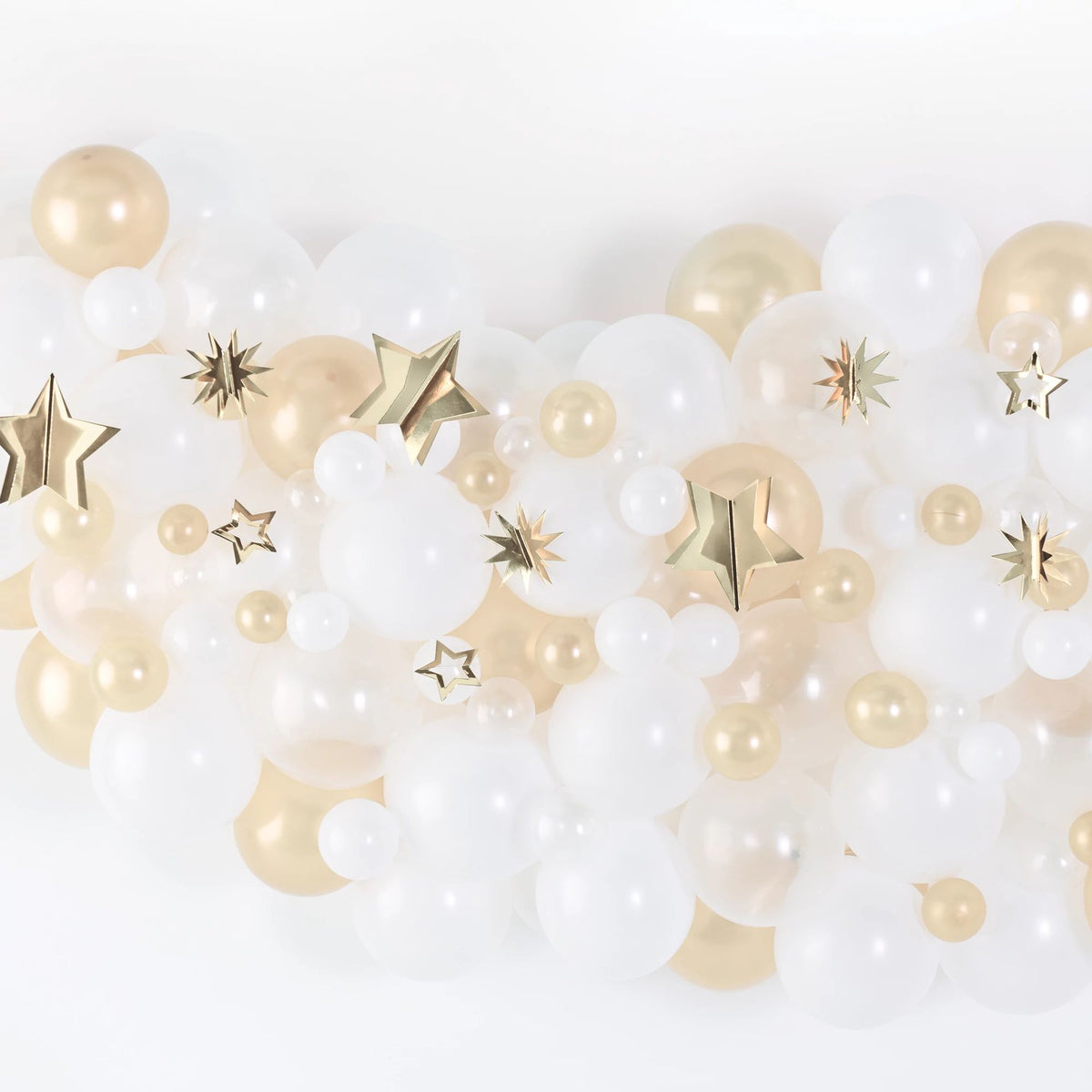 White and Gold Star Accent Balloon Kit, 1.3-inch, 12-pack - Case of 48