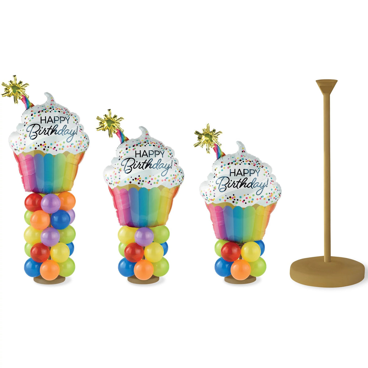 Mini Balloon Column Kit - Birthday Cupcake Design - Case of 12