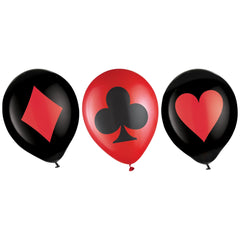 Casino Printed Round Latex Balloons, Black/Red, 6-ct - Pack of 6