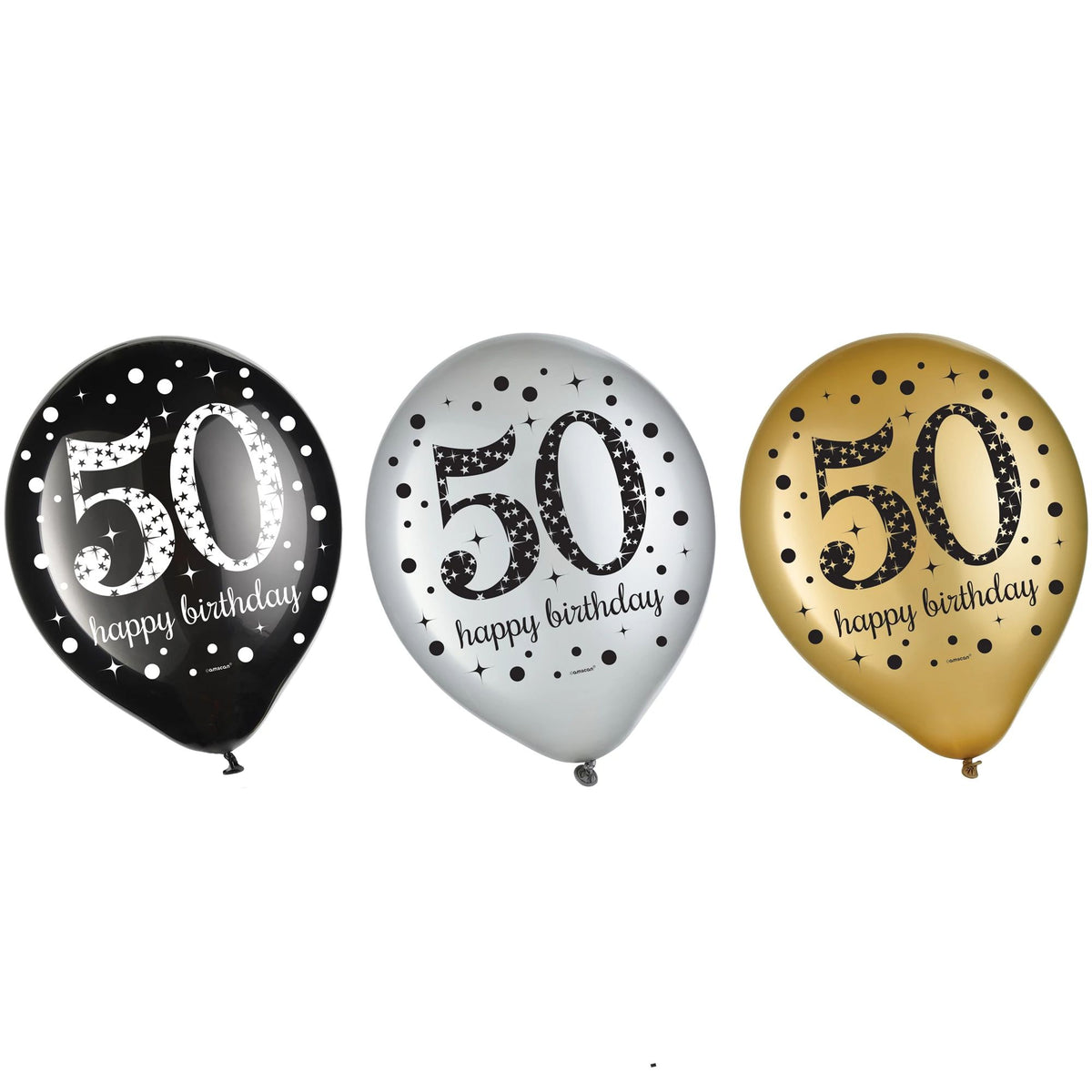 Sparkling 50th Birthday Latex Balloons - 15-ct - Pack of 2