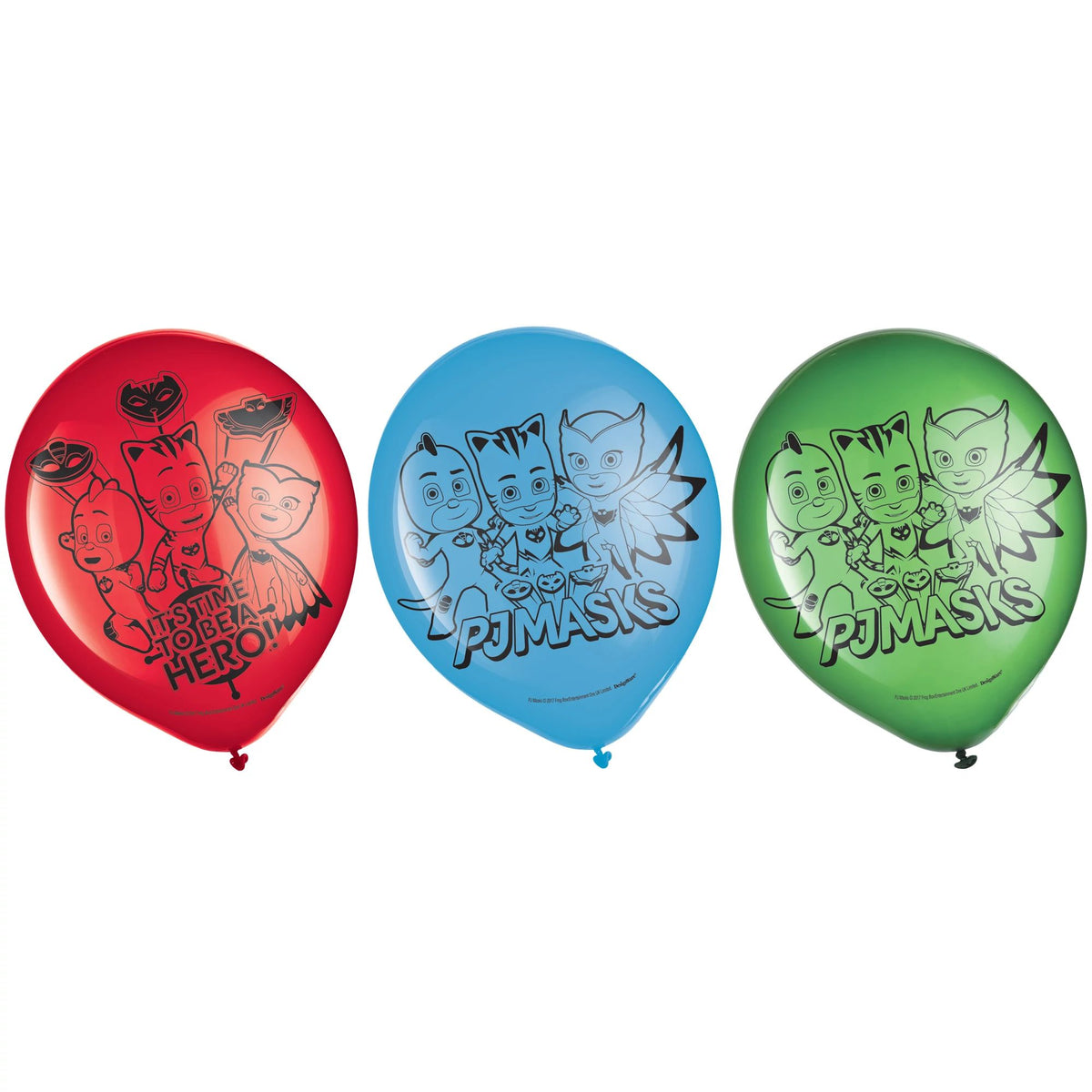 PJ Masks "It's Time to be a Hero" Latex Balloons, 12-inch, 6-pk - Pack of 2