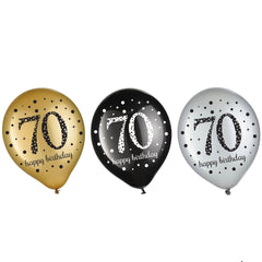 Sparkling Celebration 70th Birthday Latex Balloons, 15-ct - Pack of 12