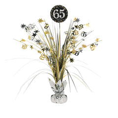 Sparkling Celebration 65 Centerpiece, Black/Gold/Silver, 18 inch - Pack of 6