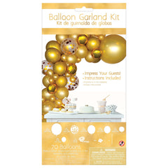 Round Confetti Latex Balloon Garland Kit, Gold/Silver/White, 70-piece - Pack of 3