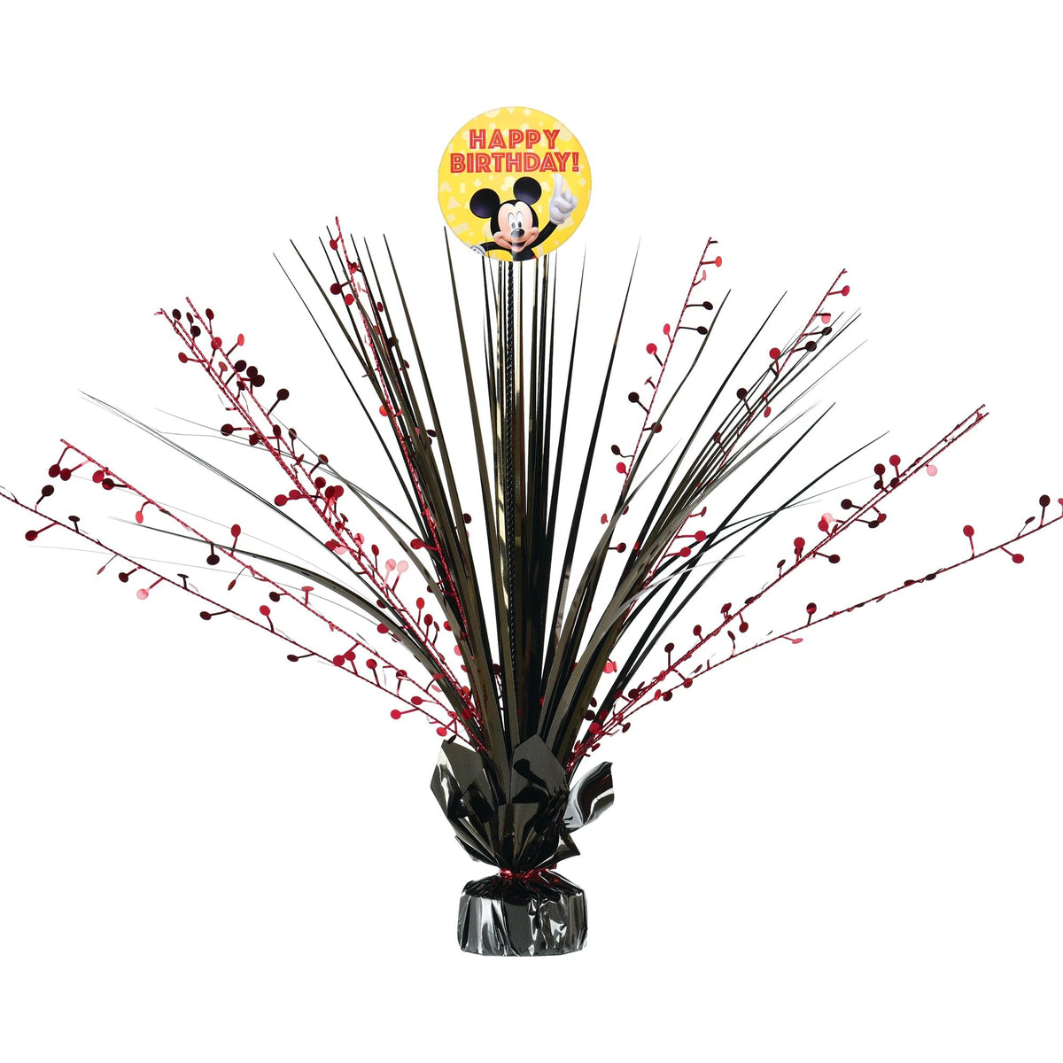 Disney Mickey Mouse Happy Birthday Spray Centerpiece, Black, 9.5-inch - Pack of 6