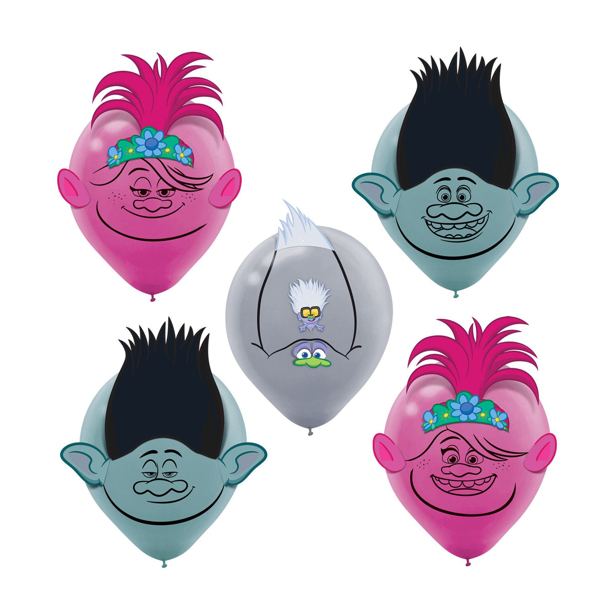 Trolls Latex Balloon Decorating Kit, Blue/Pink, 12-inch, 6-pk - Pack of 2