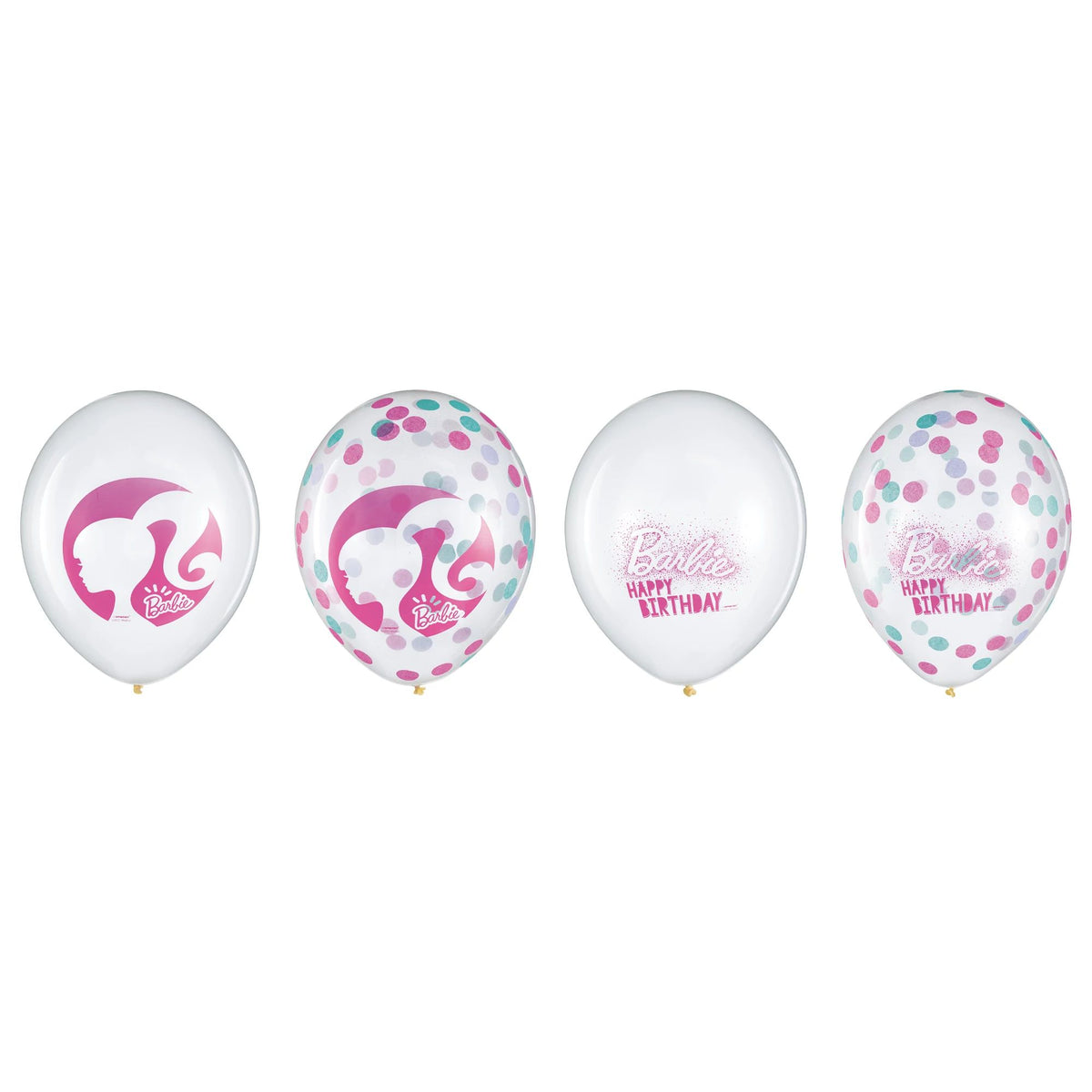Barbie Happy Birthday Confetti Latex Balloons, Pink, 12-inch, 6-ct - Pack of 6