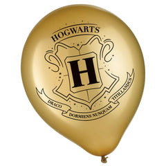 Harry Potter Hogwarts Round Latex Balloons, Gold/Black/Silver, 12-inch, 6-ct - Pack of 6