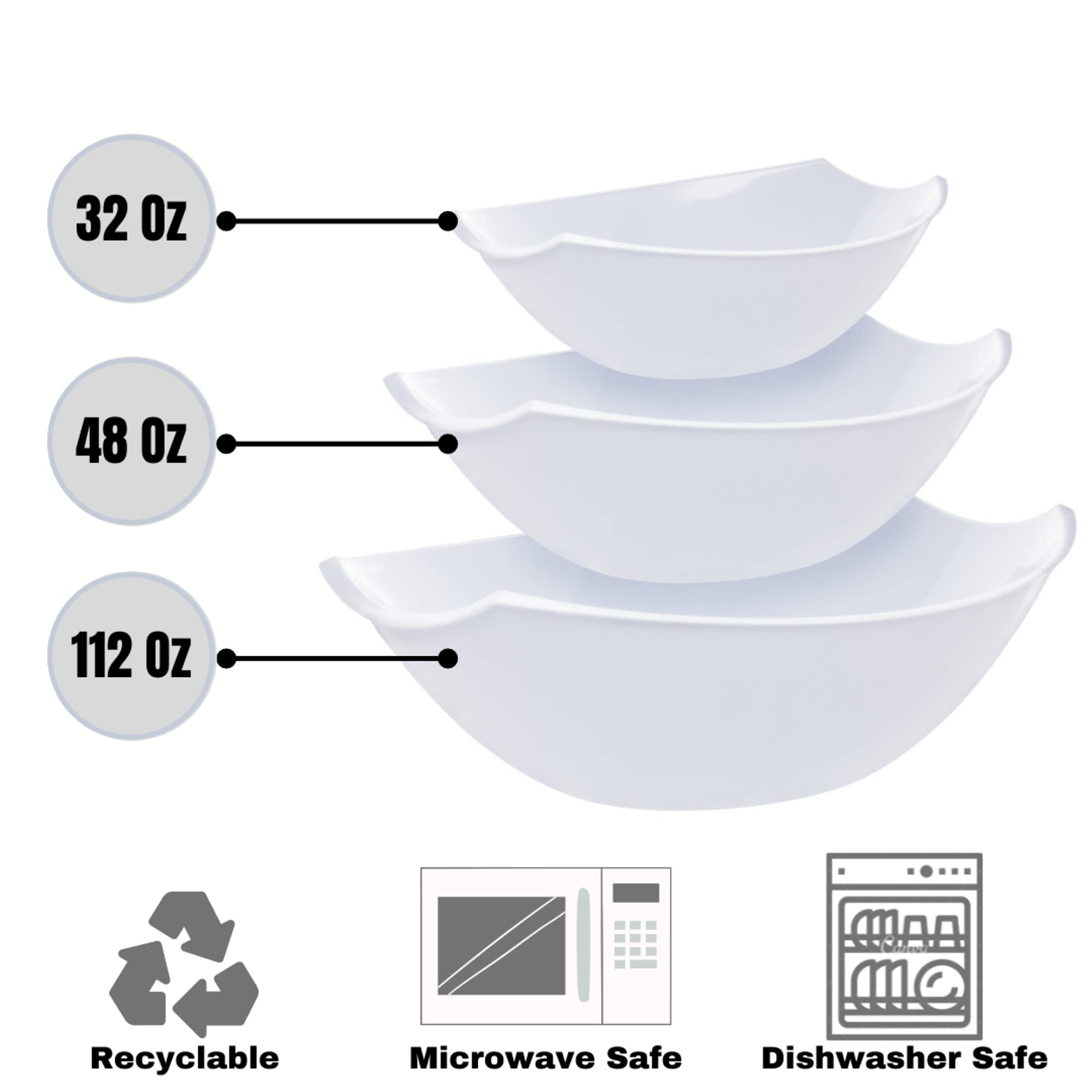 112 Oz. White Stadium Bowls | 4 Count