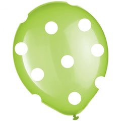 Kiwi Polka Dot 12-inch Latex Balloons - Bulk Pack - Pack of 5