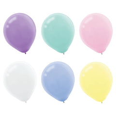 12-inch Pastel Assorted Latex Balloons - 15 Count - Case of 72