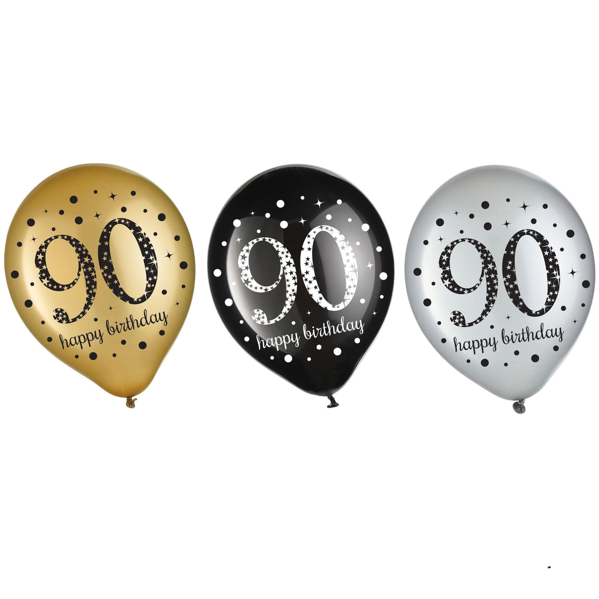 Sparkling Celebration 90th Birthday Latex Balloons, 15-ct - Case of 72