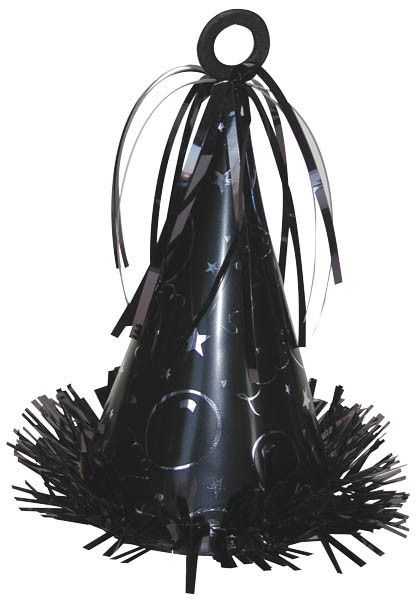 Black Party Hat Balloon Weight - Pack of 12