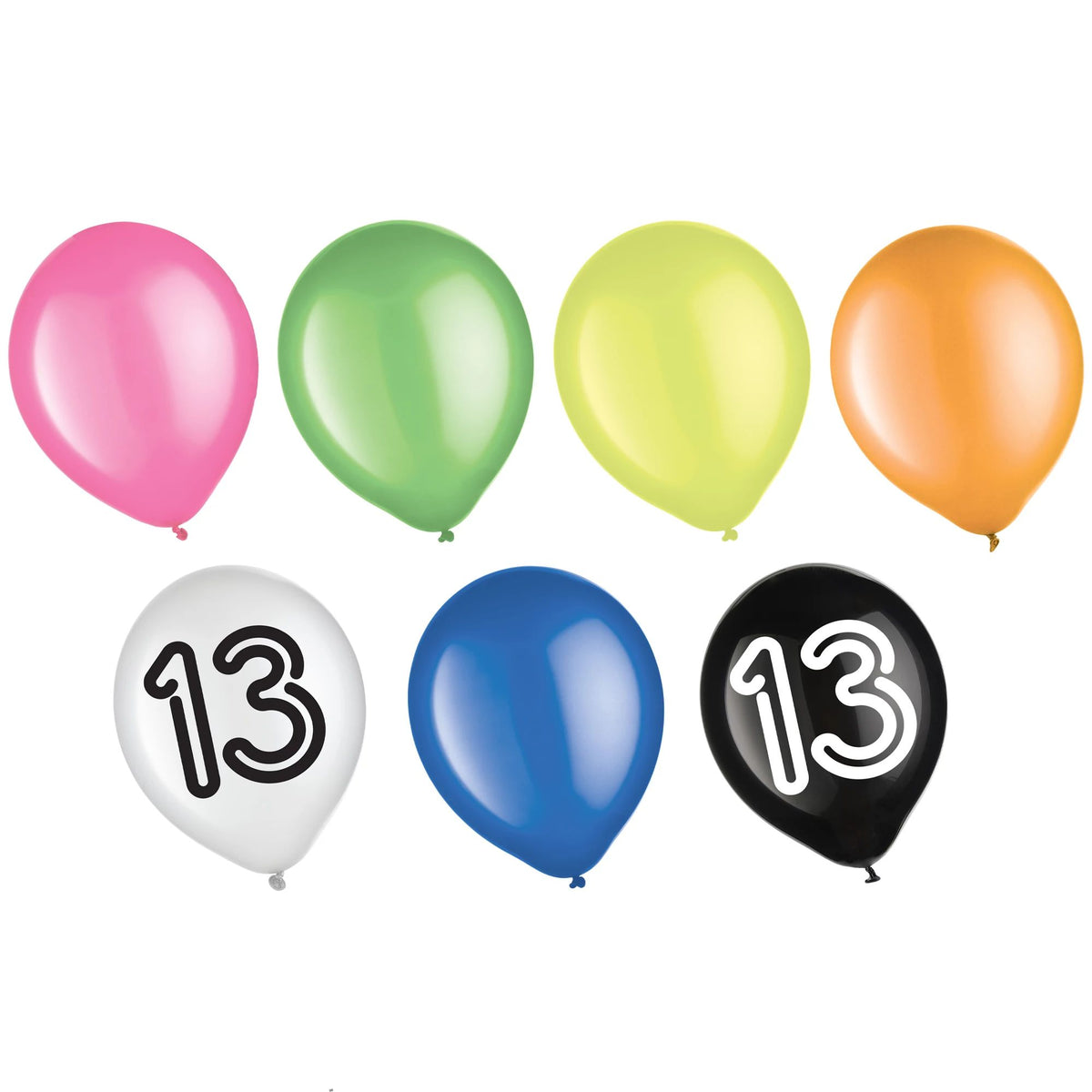 Neon Birthday Latex Balloons - Age 13 Celebration, 15-ct - Pack of 2