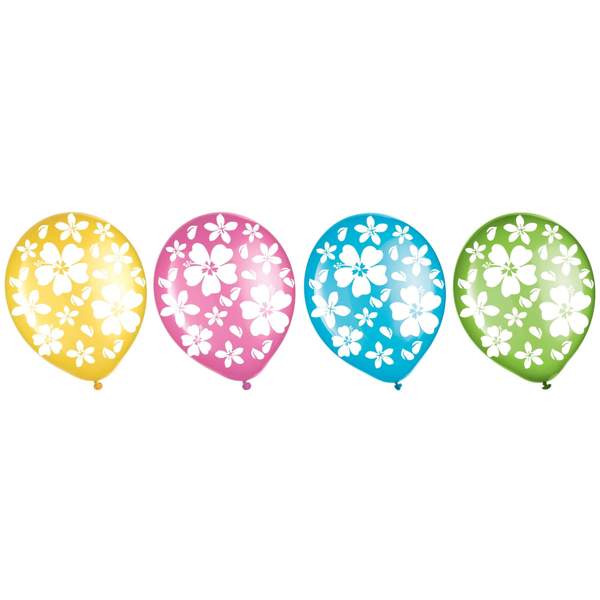 Round Latex Balloons, Red/Blue/Green, Hibiscus Flower, 12-inch, 15-ct - Pack of 2