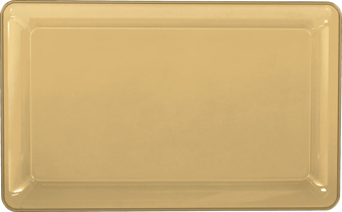 Rectangle Plastic Reusable Serving Platter, Gold, 18-in - Case of 12